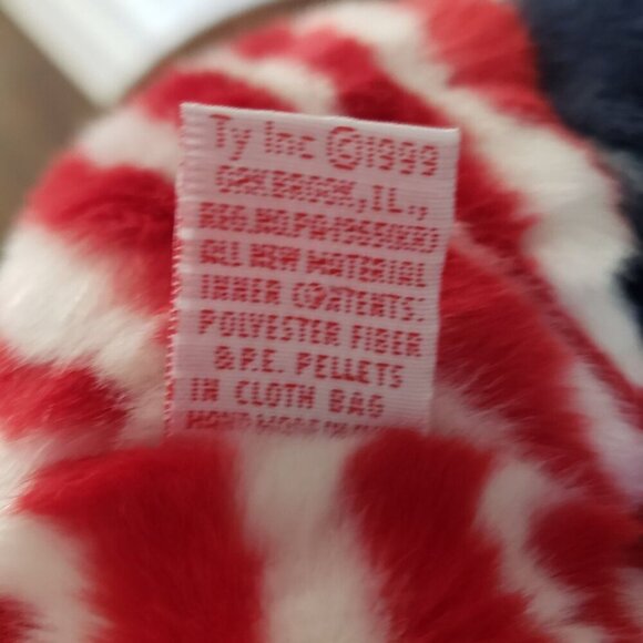 1999 Ty Large 14" Beanie Buddy Spangle Patriotic American Flag Stripes Bear - Picture 8 of 10